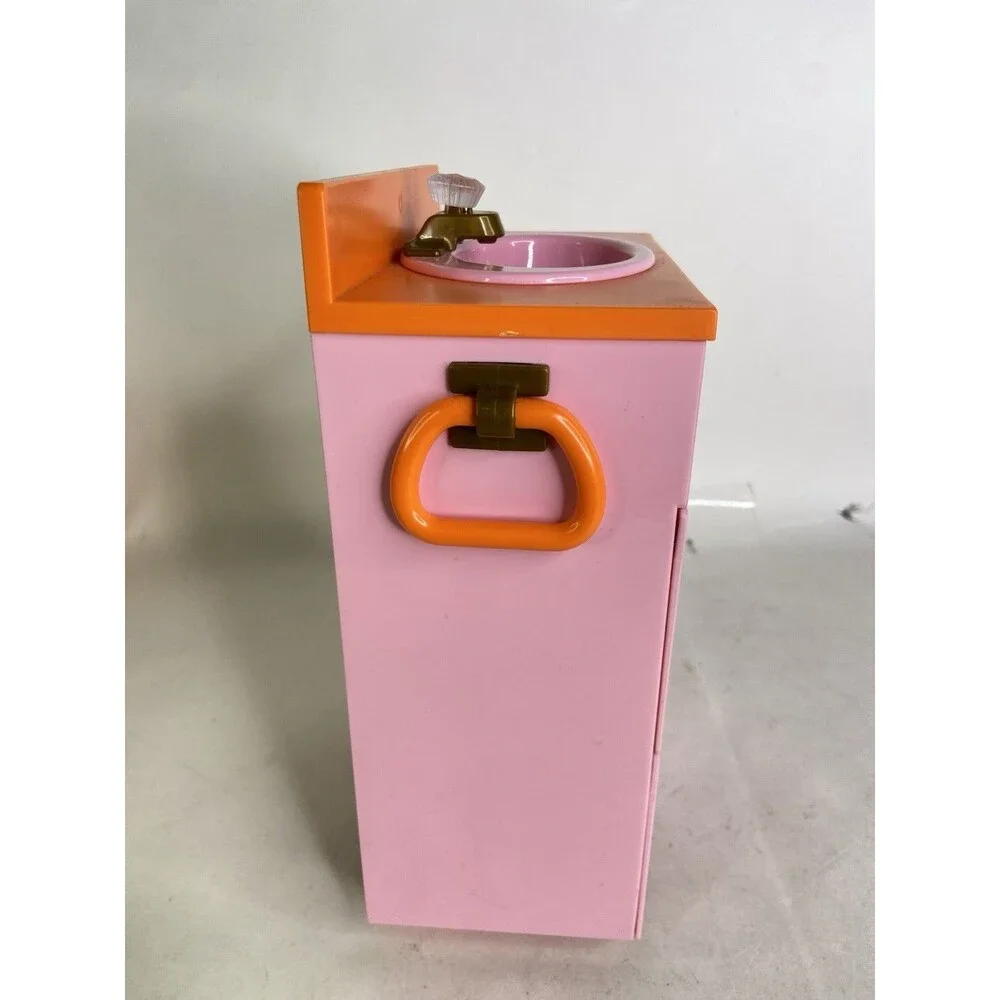 American Girl Julie's Groovy Bathroom Pink Doll Vanity with Sink and 2 Drawers